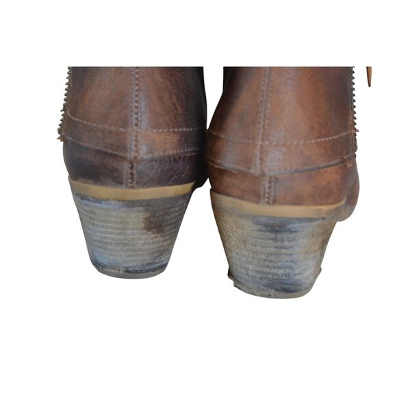 Women's Dove Brown Leather Zip Mid Calf Cowboy Western Booties Size 9 Boho Fall - Picture 5 of 9